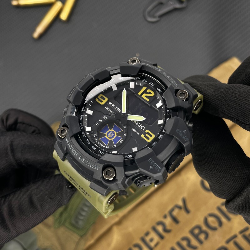 Мужские тактические часы Awarder 004 СБУ Army Green-Black с водонепроницаемостью 5 ATM и хронографом