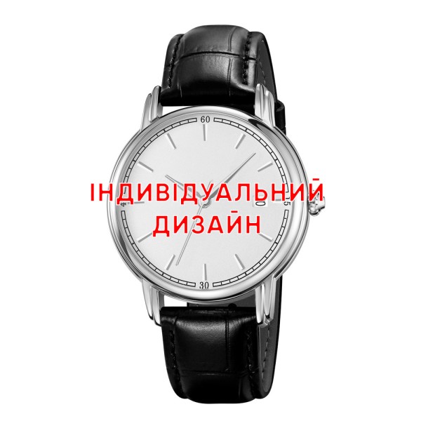 Годинник Awarder 020 Silver-Silver з індивідуальним дизайном, корпус із нержавіючої сталі, шкіряний ремінець