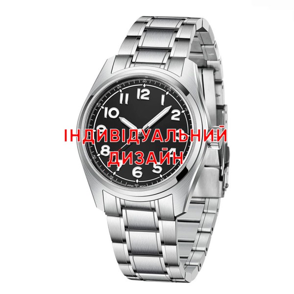 Мужские механические часы Awarder 055 Silver-Black со стальным браслетом и минеральным стеклом