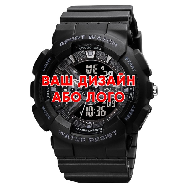 Мужские часы Awarder 005 Black с индивидуальным дизайном, водозащита 50 м