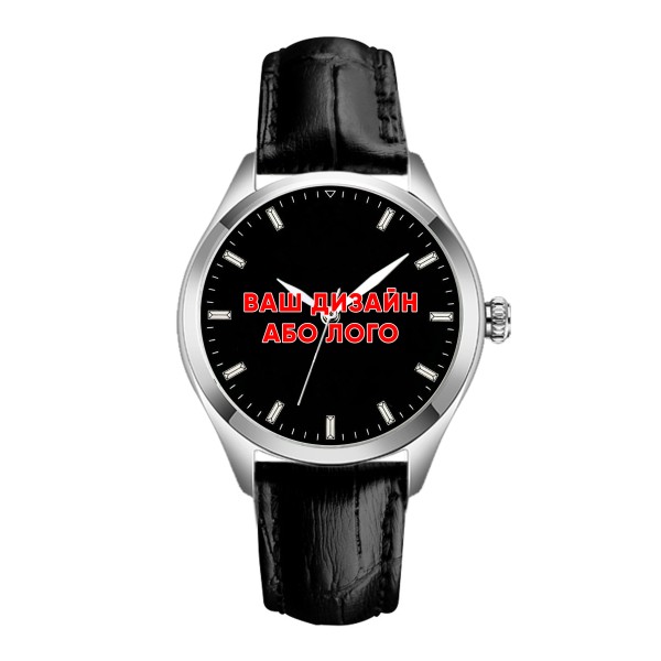 Наручний годинник Awarder 035 Silver-Black Leather з індивідуальним дизайном та кварцовим механізмом
