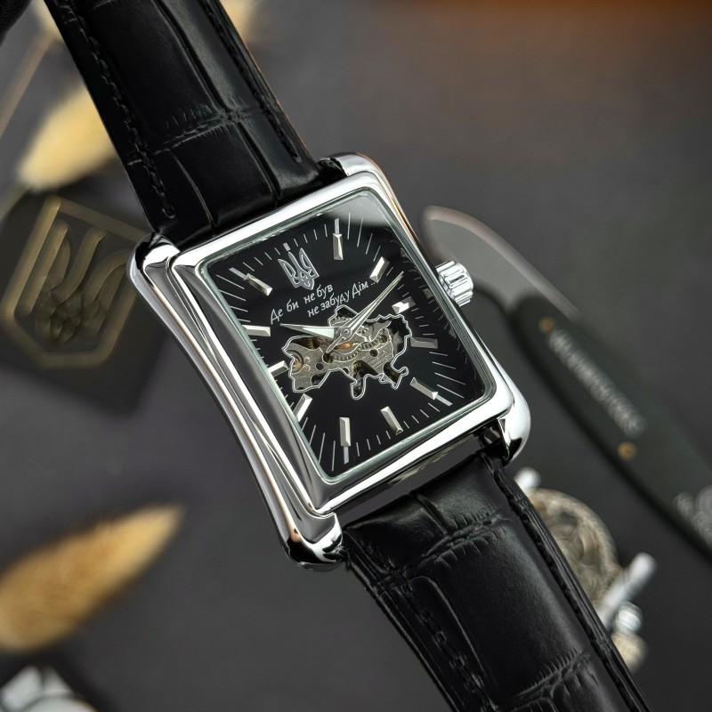 Мужские часы Awarder 053 Де би не був Silver-Black механика с автоподзаводом