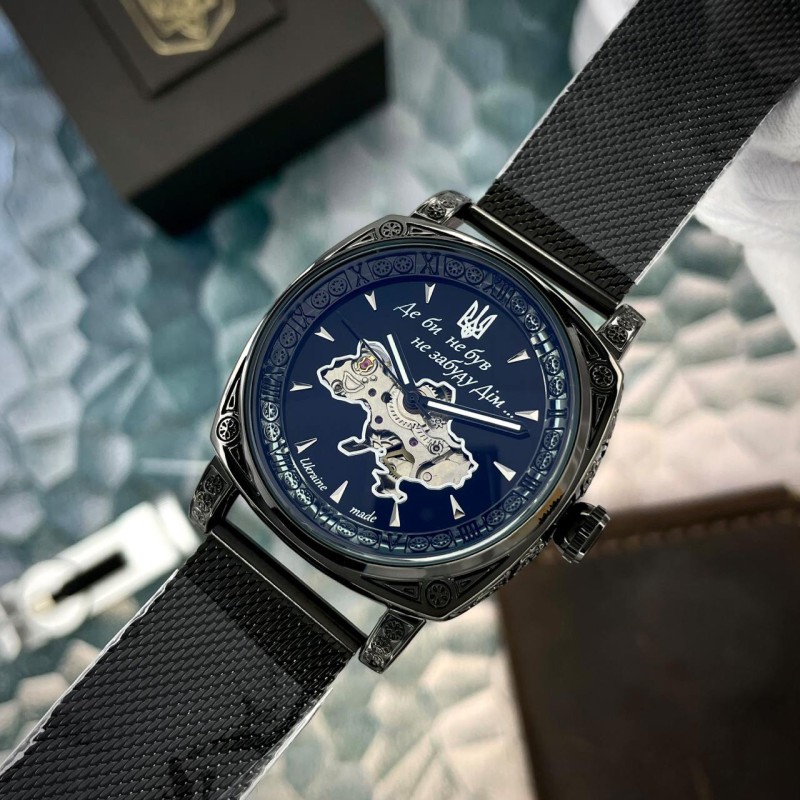 Мужские механические часы Awarder 021-3D Де би не був All Black Mesh с автоподзаводом
