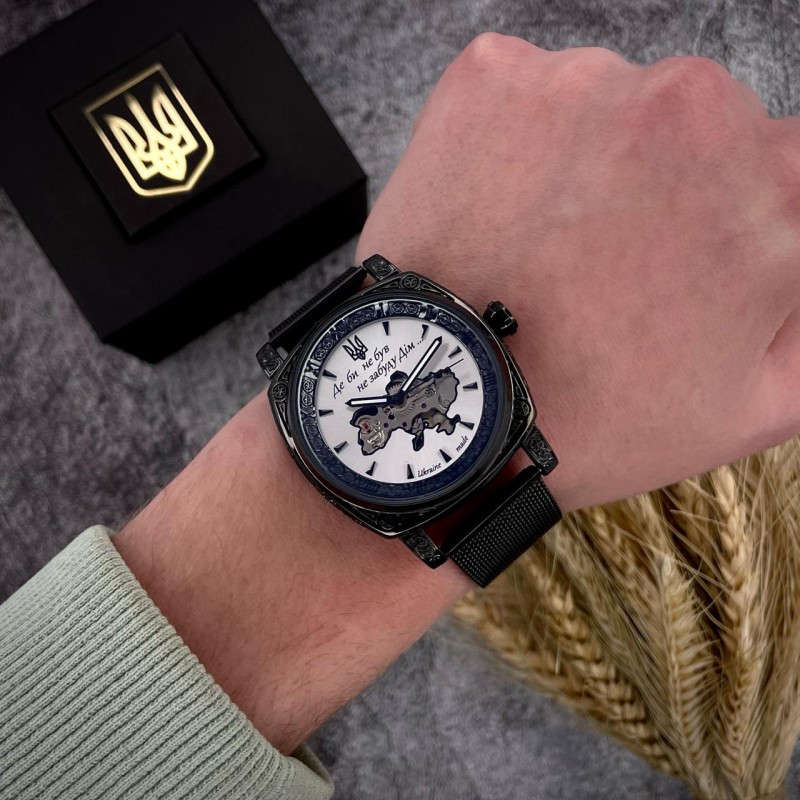 Мужские механические часы Awarder 021-3D Де би не был Black-White Mesh с автоподзаводом