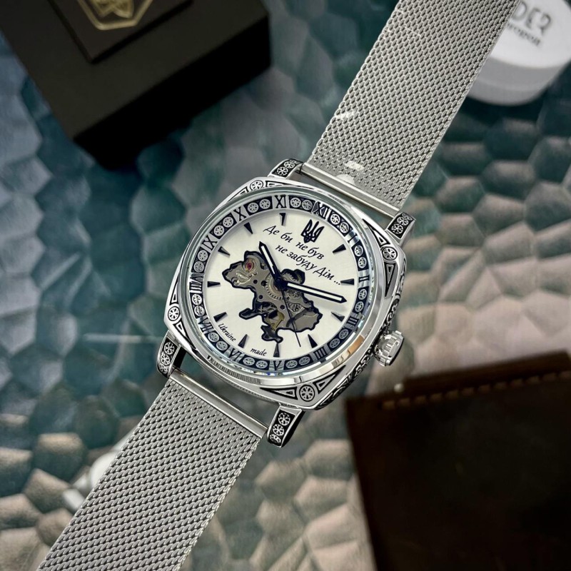 Мужские механические часы Awarder 021-3D Де би не був Silver-White Mesh с автоподзаводом