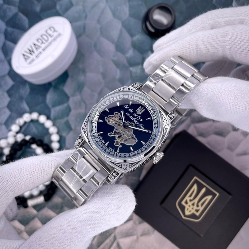 Мужские механические часы Awarder 021-3D Де би не був Silver-Black Steel с автоподзаводом