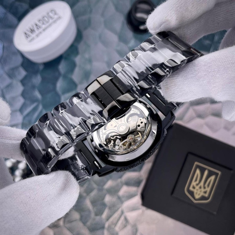 Мужские механические часы Awarder 021-3D Де би не був Black-White Steel с автоподзаводом