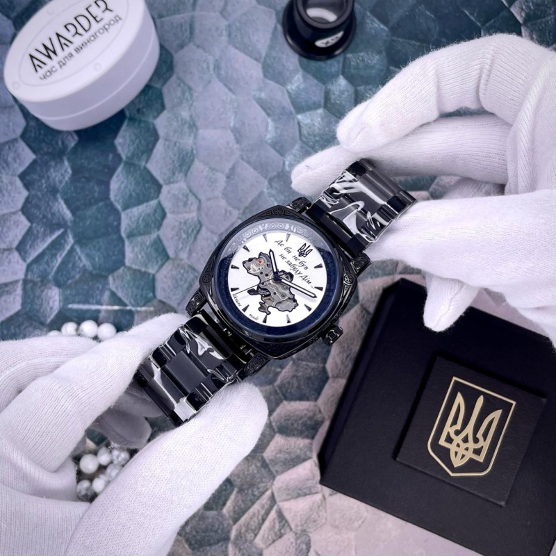 Мужские механические часы Awarder 021-3D Де би не був Black-White Steel с автоподзаводом