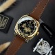 Жіночий годинник Awarder 021 Де би не була Gold-Black-Brown з автопідзаводом та шкіряним ремінцем
