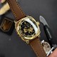 Жіночий годинник Awarder 021 Де би не була Gold-Black-Brown з автопідзаводом та шкіряним ремінцем