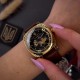 Жіночий годинник Awarder 021 Де би не була Gold-Black-Brown з автопідзаводом та шкіряним ремінцем