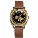 Жіночий годинник Awarder 021 Де би не була Gold-Black-Brown з автопідзаводом та шкіряним ремінцем