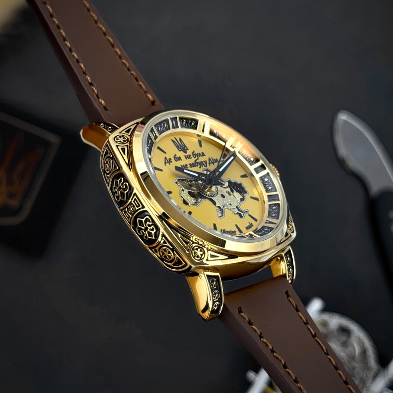 Женские часы Awarder 021 Де би не була Gold-Gold-Brown механика с автоподзаводом