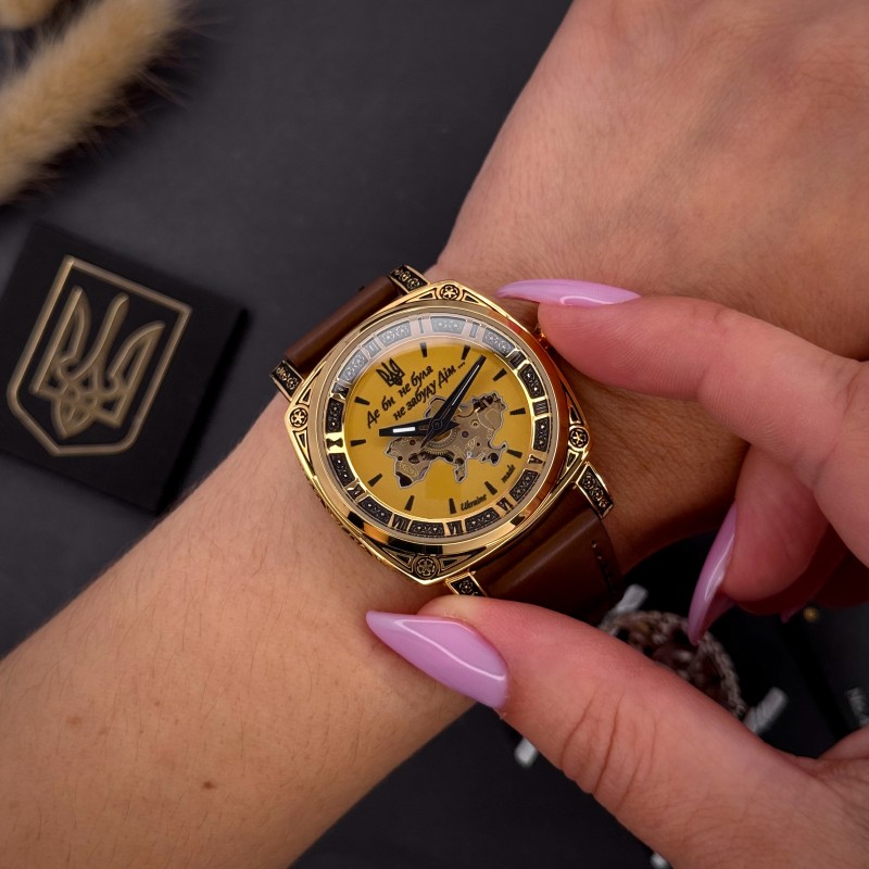 Женские часы Awarder 021 Де би не була Gold-Gold-Brown механика с автоподзаводом