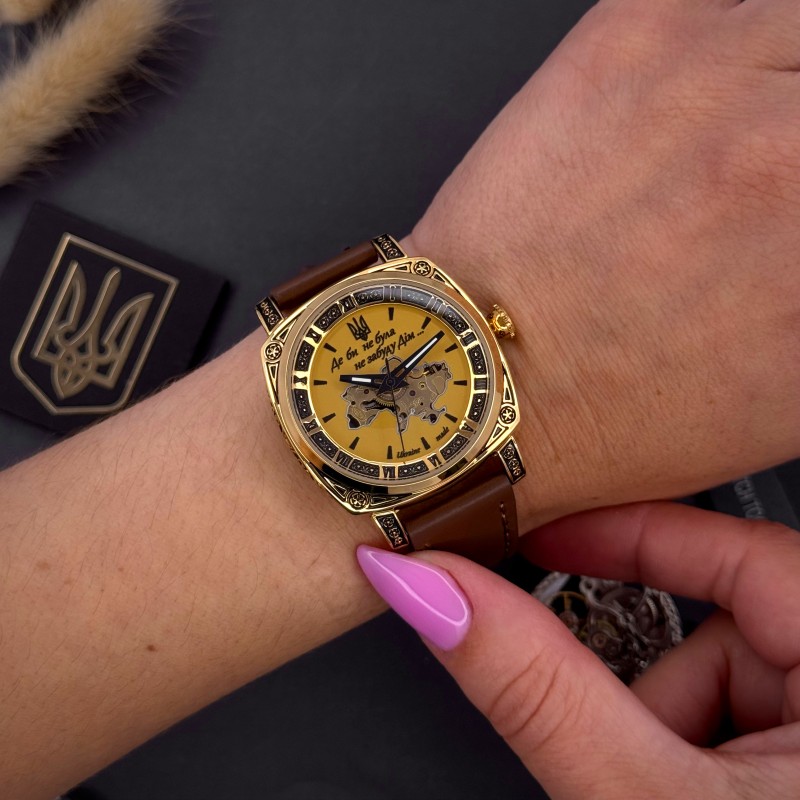 Женские часы Awarder 021 Де би не була Gold-Gold-Brown механика с автоподзаводом