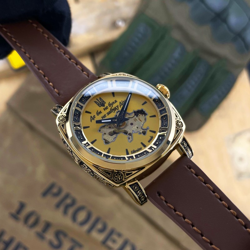 Женские часы Awarder 021 Де би не була Gold-Gold-Brown механика с автоподзаводом
