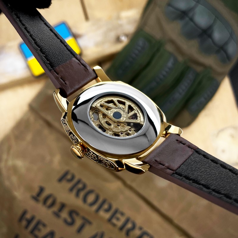 Женские часы Awarder 021 Де би не була Gold-Gold-Brown механика с автоподзаводом
