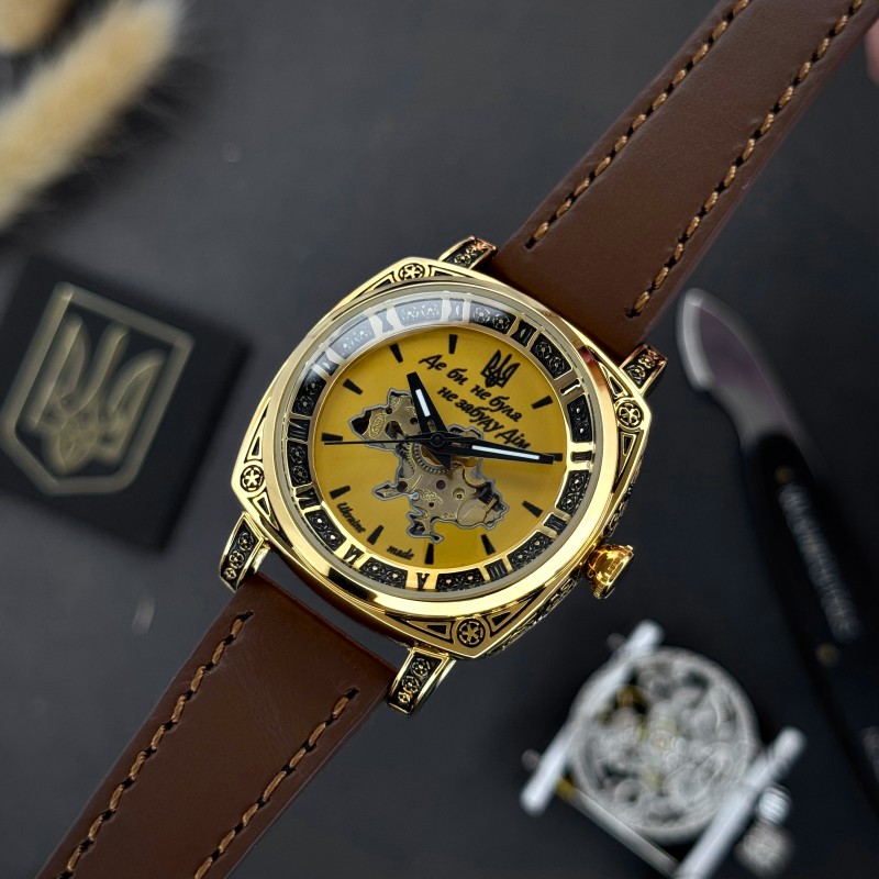 Женские часы Awarder 021 Де би не була Gold-Gold-Brown механика с автоподзаводом