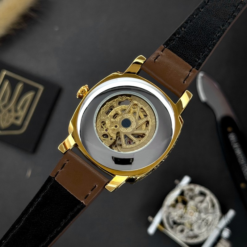 Женские часы Awarder 021 Де би не була Gold-Gold-Brown механика с автоподзаводом
