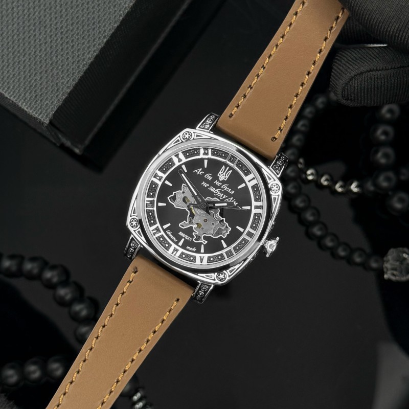 Женские механические часы Awarder 021 Де би не была Silver-Black-Brown с автоподзаводом