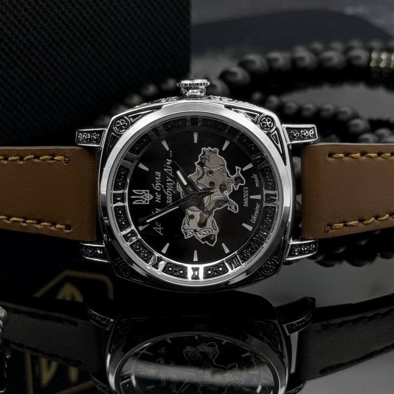 Женские механические часы Awarder 021 Де би не была Silver-Black-Brown с автоподзаводом