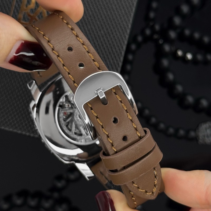 Женские механические часы Awarder 021 Де би не была Silver-Black-Brown с автоподзаводом