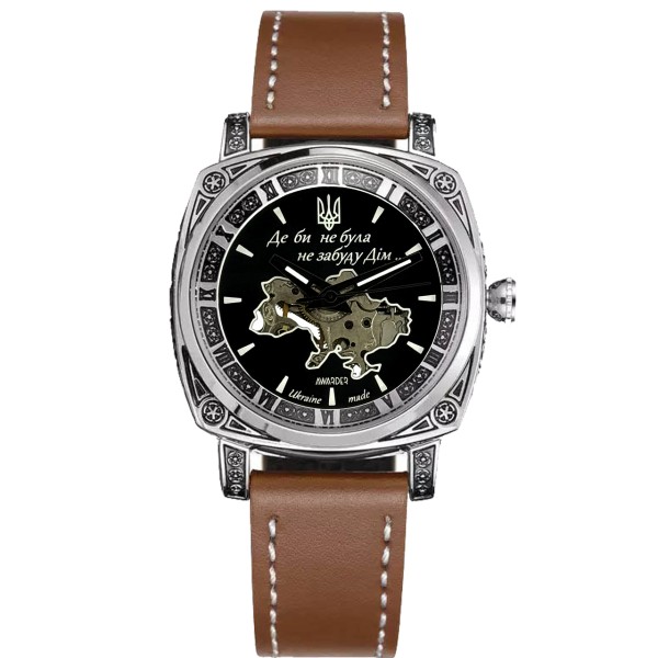 Женские механические часы Awarder 021 Де би не была Silver-Black-Brown с автоподзаводом