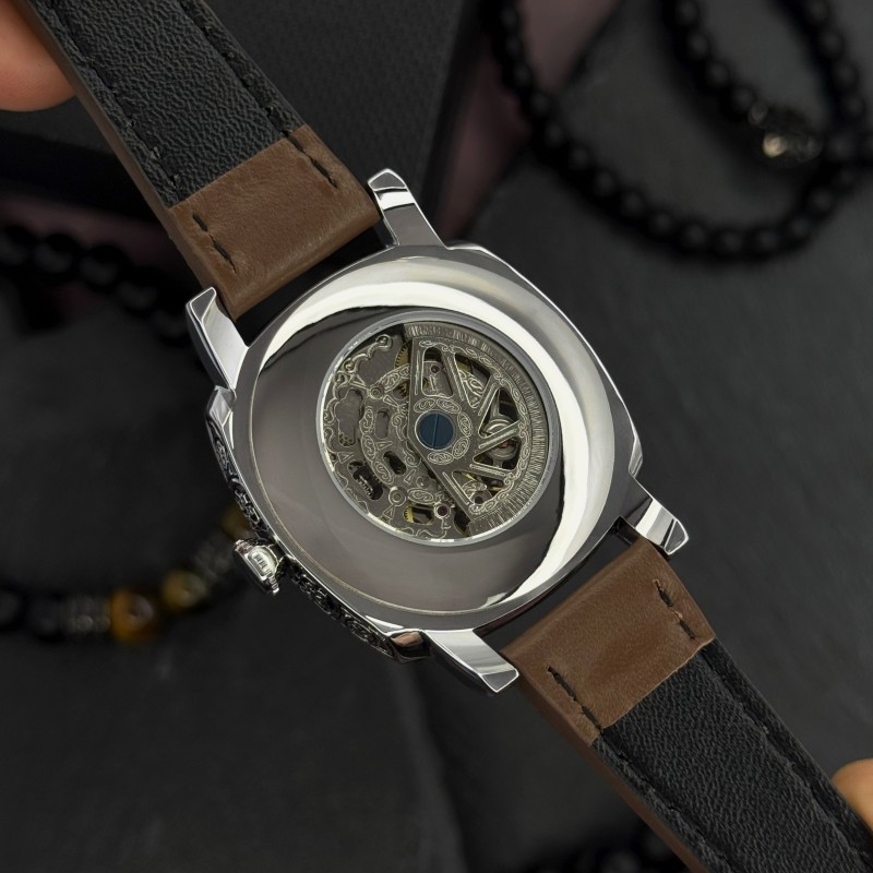 Женские часы Awarder 021 Де би не була Silver-Silver-Brown с автоподзаводом и кожаным ремешком