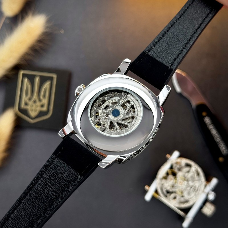 Жіночий механічний годинник Awarder 021 Де би не була Silver-Black-Black з автопідзаводом