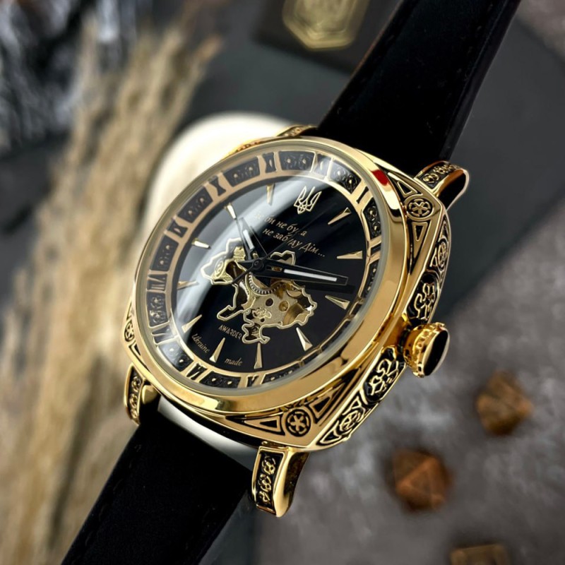 Женские механические часы Awarder 021 Де би не была Gold-Black-Black с автоподзаводом