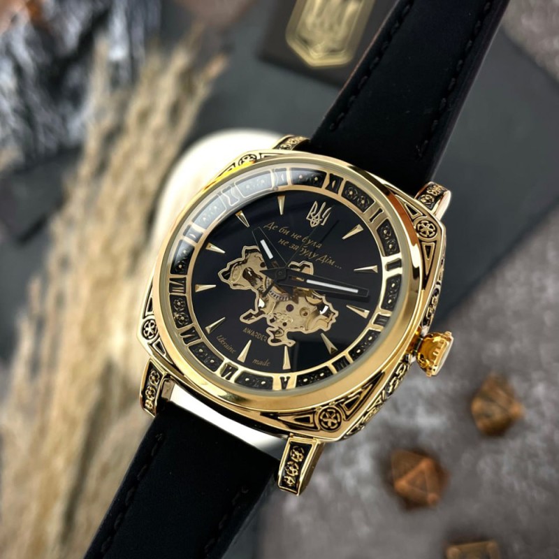 Женские механические часы Awarder 021 Де би не была Gold-Black-Black с автоподзаводом