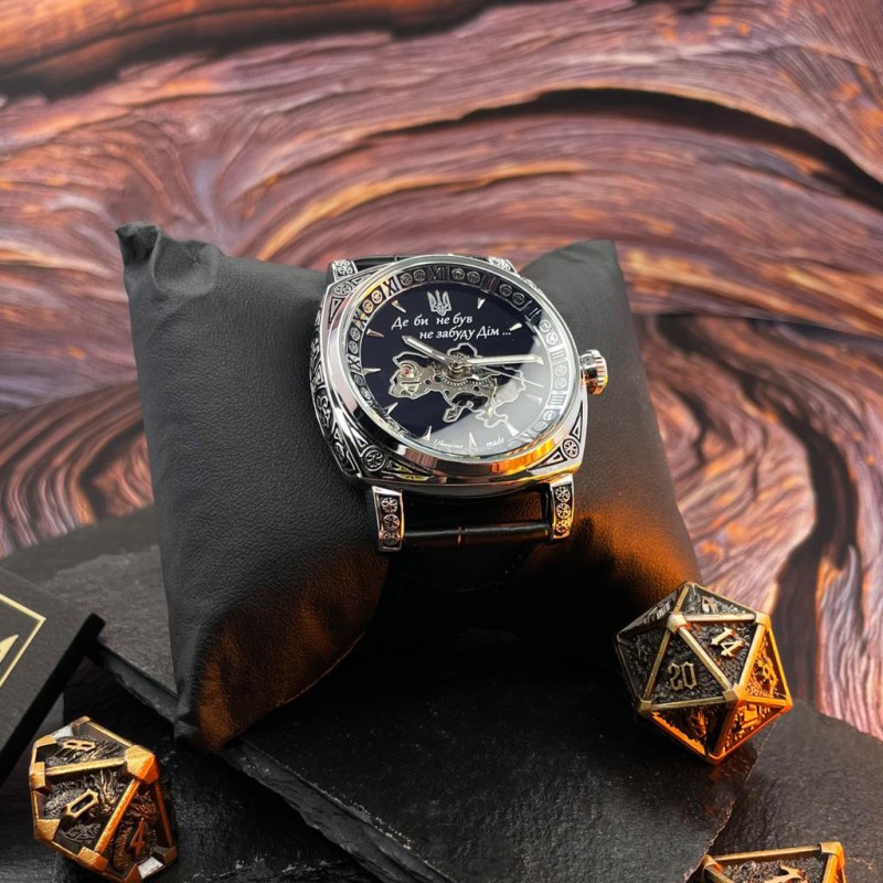 Мужские механические часы Awarder 021-3D Де би не був Silver-Black с автоподзаводом