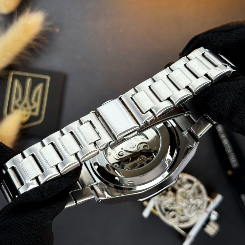 Мужские часы Awarder Octagon 026 Де бы не был Silver-Black механика с автоподзаводом