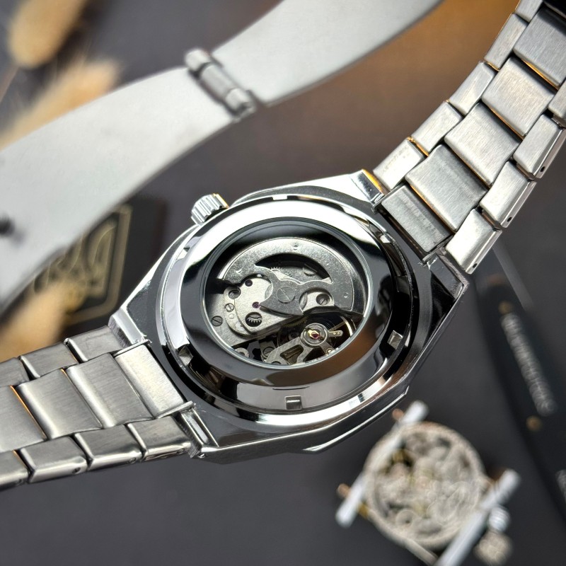Мужские часы Awarder Octagon 026 Де бы не был Silver-Black механика с автоподзаводом