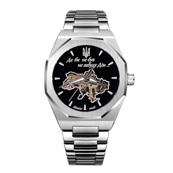 Мужские часы Awarder Octagon 026 Де бы не был Silver-Black механика с автоподзаводом