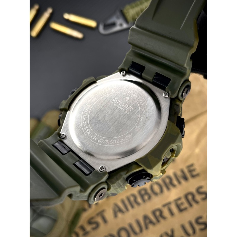 Мужские тактические часы Awarder 002 Тризуб золото Army Green с водонепроницаемостью 5 ATM