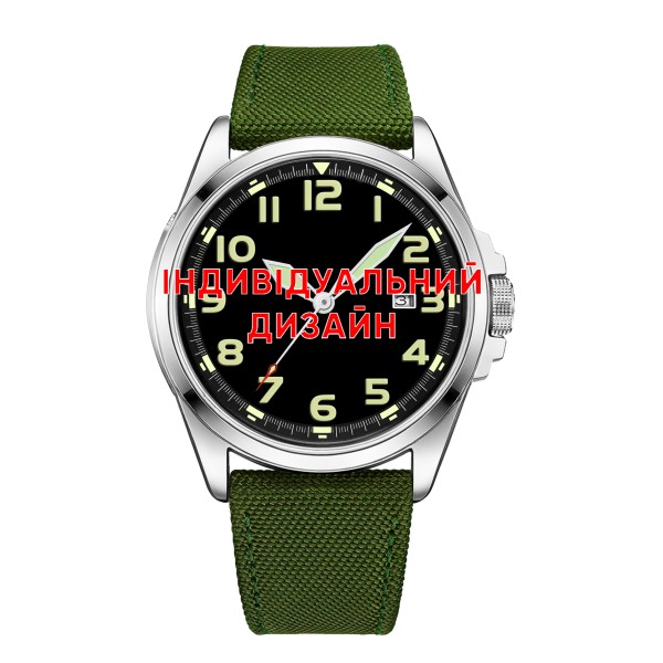 Чоловічий годинник Awarder 040 Army Green-Silver з автопідзаводом та сапфіровим склом