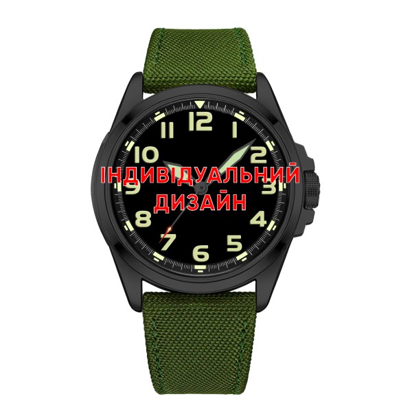 Мужские часы Awarder 041 Army Green-Black с сапфировым стеклом и водозащитой 10 ATM