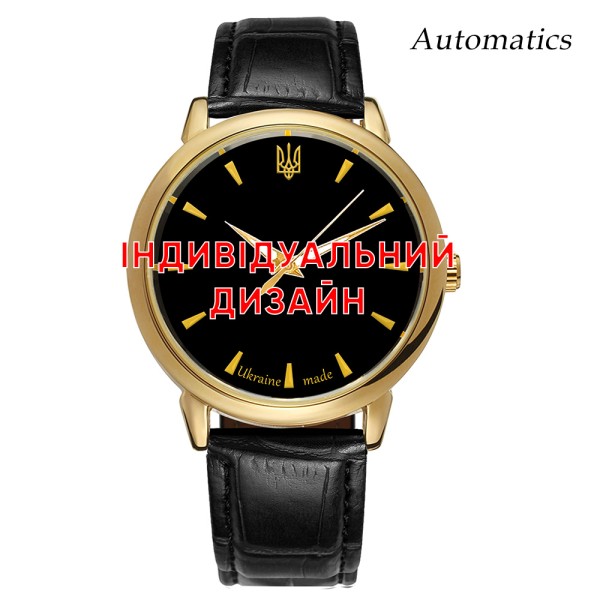 Мужские механические часы Awarder 022 Gold Leather Automatic с автоподзаводом и кожаным ремешком