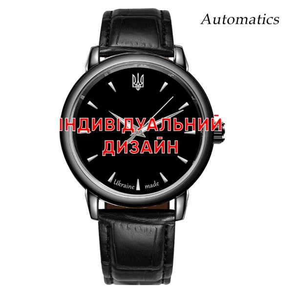 Мужские механические часы Awarder 022 Black Leather Automatic с автоподзаводом и кожаным ремешком