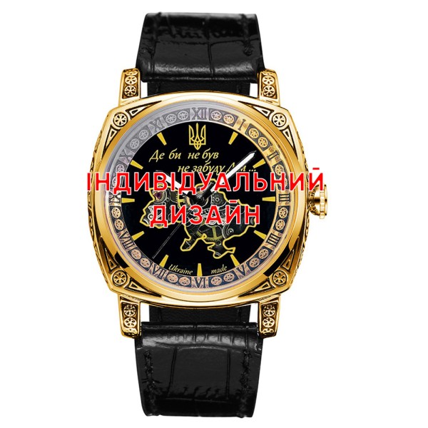 Мужские механические часы Awarder 021 Gold Leather с автоподзаводом и кожаным ремешком