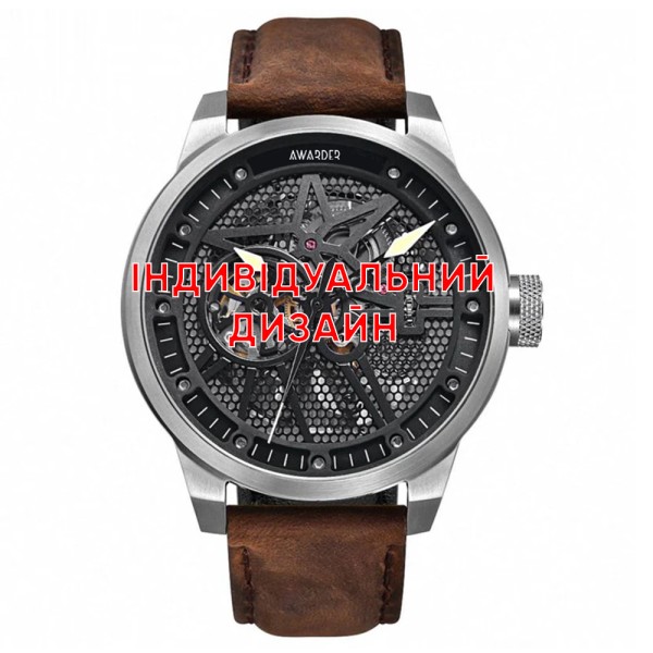 Мужские механические часы Awarder 058 Silver-White Leather с сапфировым стеклом и автоподзаводом