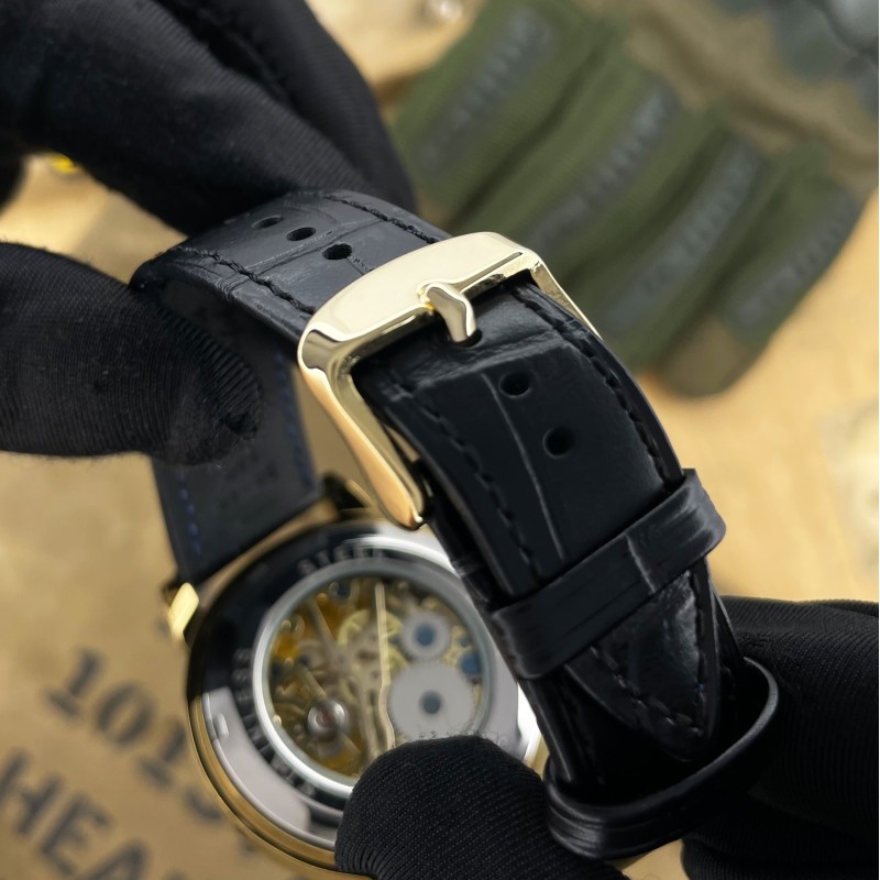 Мужские механические часы Awarder 022 Gold-Black Mechanic с гравировкой Де би не був