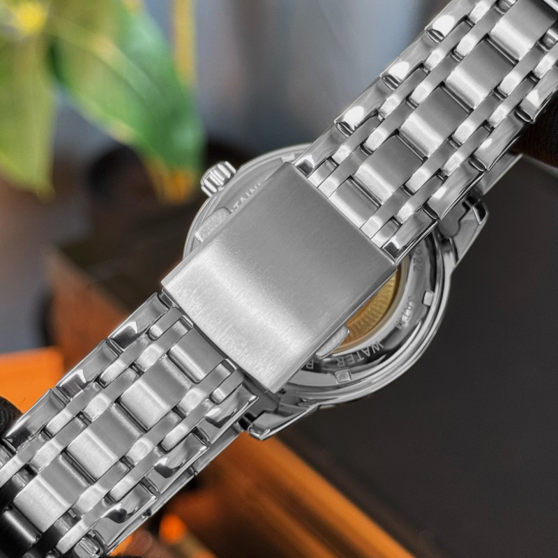 Мужские механические часы Awarder 025 Sharp Silver Black с автоподзаводом и стальным браслетом