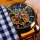 Чоловічий механічний годинник Awarder 025 Sharp Gold Blue з автопідзаводом та сталевим браслетом