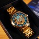 Чоловічий механічний годинник Awarder 025 Sharp Gold Blue з автопідзаводом та сталевим браслетом