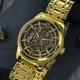 Мужские механические часы Awarder 025 Sharp Gold-Black с автоподзаводом и стальным браслетом