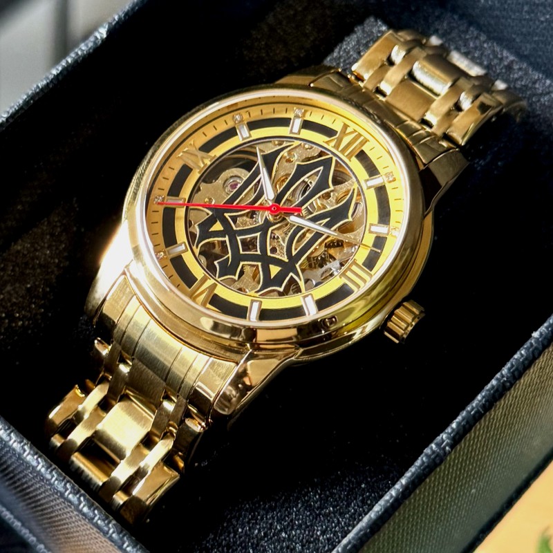Чоловічий механічний годинник Awarder 025 Sharp Gold-Gold з автопідзаводом та золотистим браслетом
