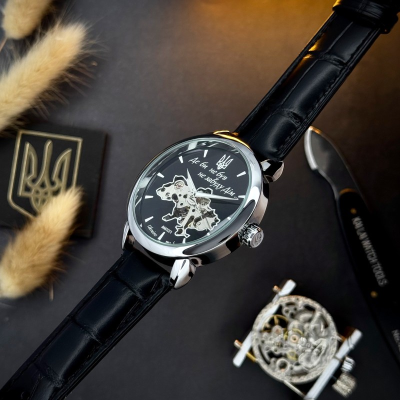 Мужские механические часы Awarder 022SIBK Mechanic Де бы ни был Silver-Black, серебристый корпус