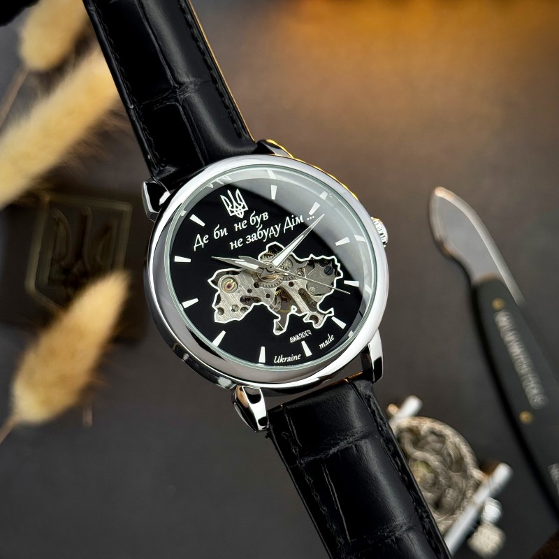 Мужские механические часы Awarder 022SIBK Mechanic Де бы ни был Silver-Black, серебристый корпус